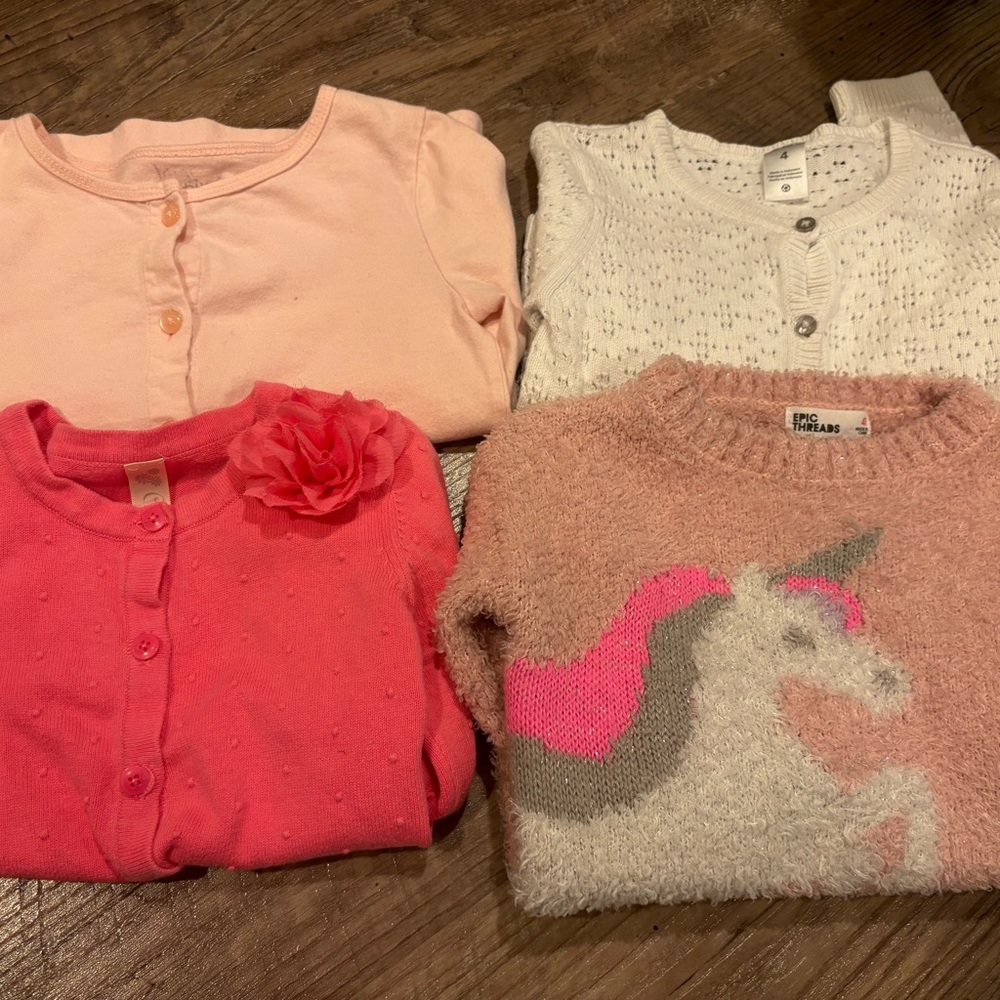 4 piece girls sweater bundle size 4t and summer clothes 4t